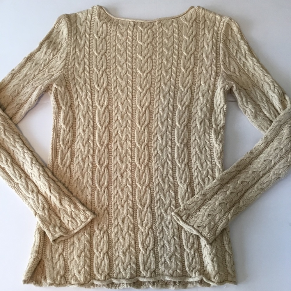 Ralph Lauren Cream Cable Knit Scoop Neck Sweater - Picture 7 of 11